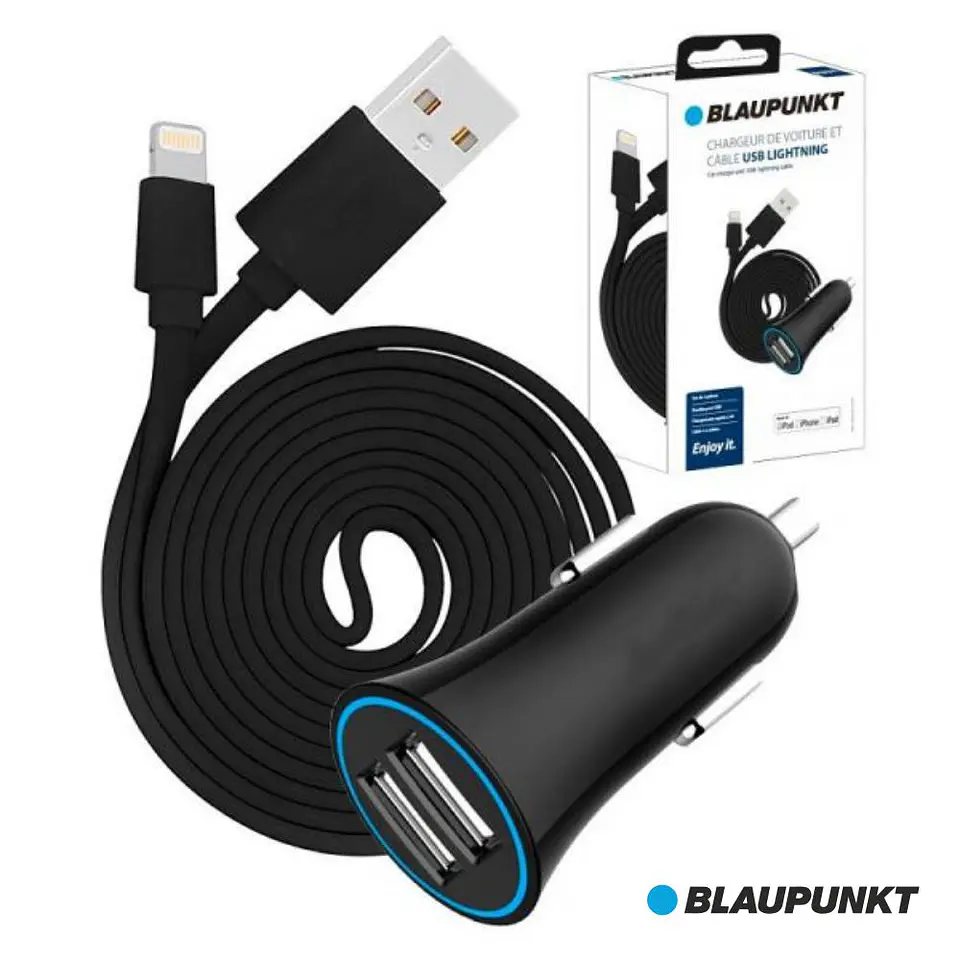 ADAPTADOR FICHA ISQUEIRO 12V/24V 2USB 2.4A E CABO LIGHTNING 1