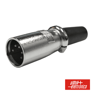 FICHA XLR 5P MACHO NIQUELADA PROTEÇÃO BLOQUEIO