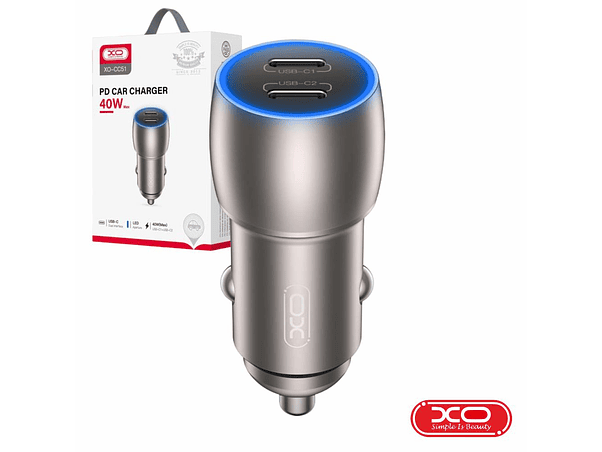 ADAPTADOR ISQUEIRO 2 USB-C 5V 40W QC PD 3.0 XO 1