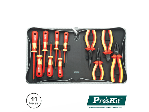 MALA FERRAMENTAS PROFISSIONAL 11 PEÇAS ISOLADAS PROSKIT 1