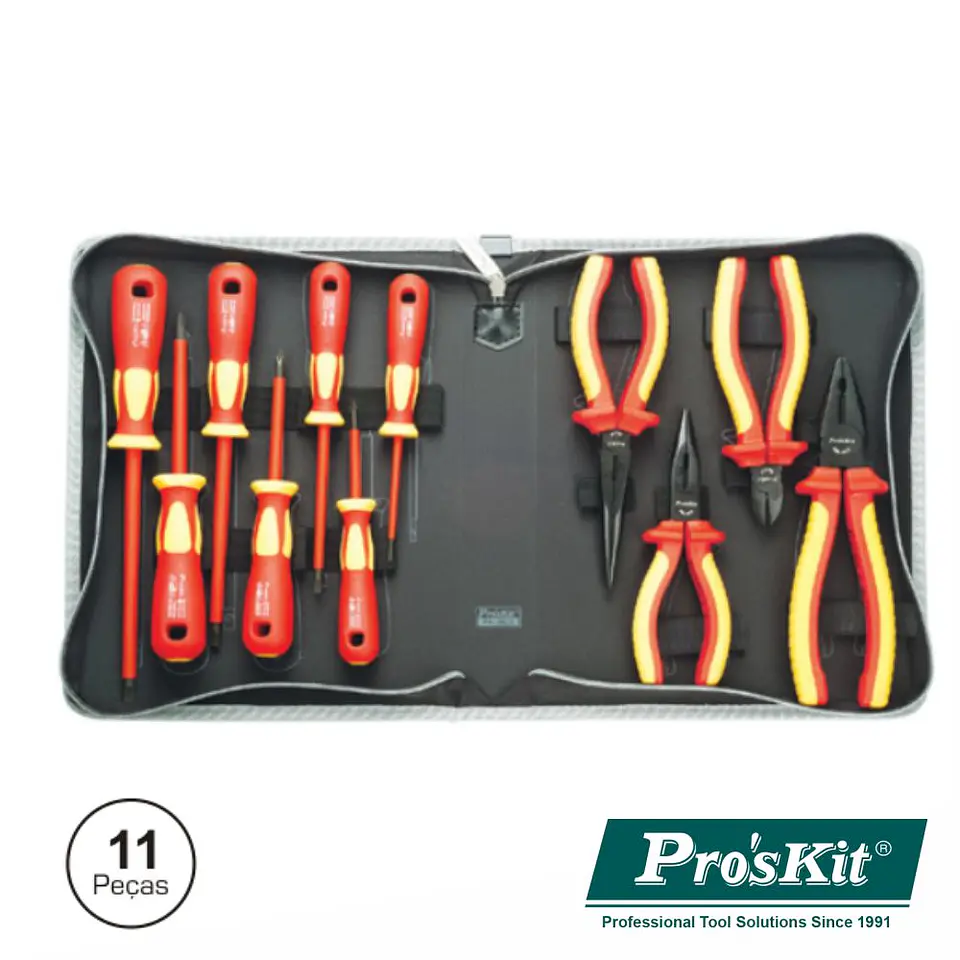 MALA FERRAMENTAS PROFISSIONAL 11 PEÇAS ISOLADAS PROSKIT 1