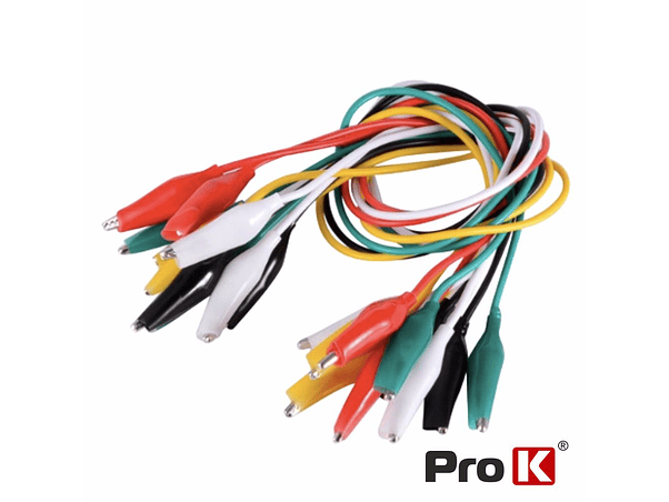 CONJUNTO 10 FIOS 50CM COM GARRAS CROCODILO 45MM PROK 1