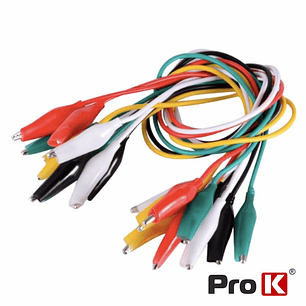 CONJUNTO 10 FIOS 50CM COM GARRAS CROCODILO 45MM PROK