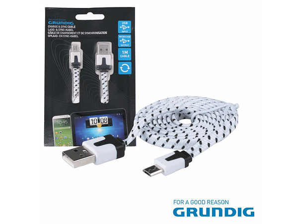CABO USB-A MACHO / MICROUSB MACHO 1M BRANCO GRUNDIG 1
