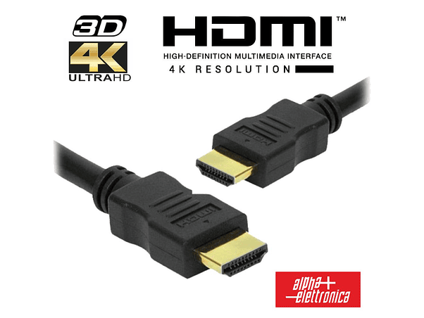 CABO HDMI DOURADO MACHO / MACHO 2.2 4K PRETO 1M ALPHA 1