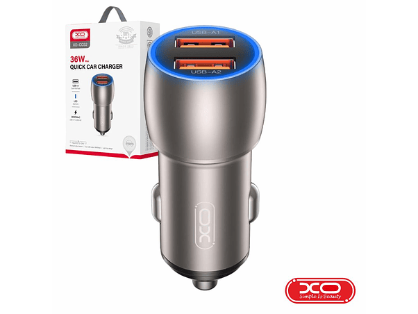 ADAPTADOR ISQUEIRO 2 USB-A 5V 36W QC 3.0 XO 1