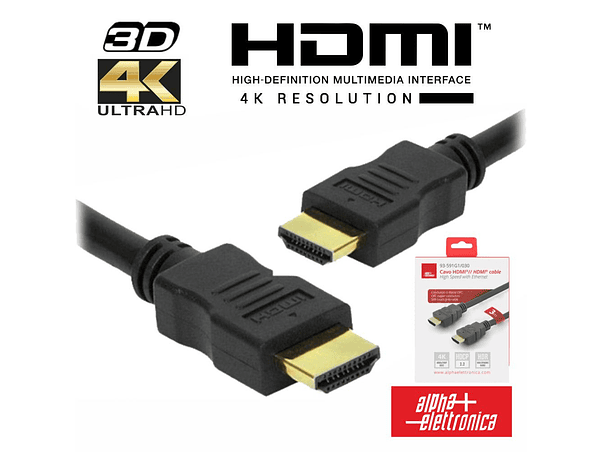CABO HDMI DOURADO MACHO / MACHO 2.2 4K PRETO 3M ALPHA 1