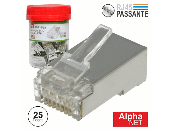 FICHA RJ45 MODELAR 8P8C CAT6 PASSANTE 1
