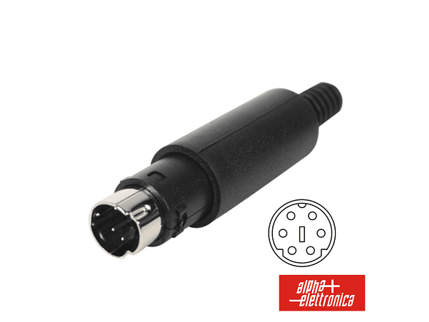 FICHA MINI DIN 6P MACHO ISOLADA PVC PARA SOLDAR 1