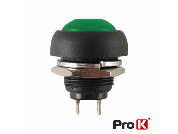 INTERRUPTOR PRESSÃO REDONDO 0.5A-250VAC VERDE 12MM IP65 1