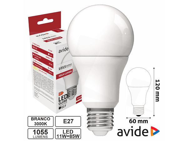 LÂMPADA LED DIMÁVEL E27 GLOBO A60 11W 230V 3000K 1055LM 1