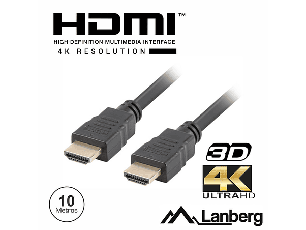 CABO HDMI DOURADO MACHO / MACHO 2.0 4K 10M LANBERG 1