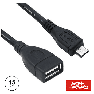 CABO USB-A 2.0 FÊMEA / MICRO USB-B MACHO OTG 15CM