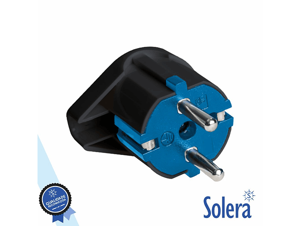 FICHA SCHUKO MACHO COM TERRA LATERAL 220V PRETO SOLERA 1