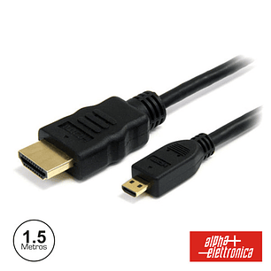 CABO HDMI DOURADO MACHO / MICRO HDMI MACHO PRETO 1.5M