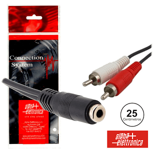 CABO JACK 3.5MM FÊMEA / 2-RCA MACHO 0.25M POLYBAG