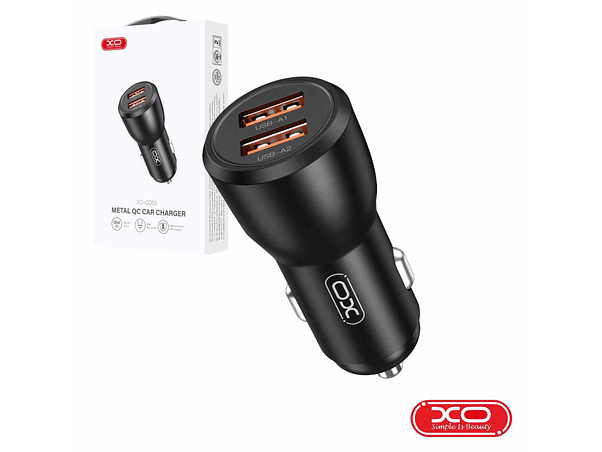 ADAPTADOR ISQUEIRO 2 USB-A 5V 18W QC-30W XO 1