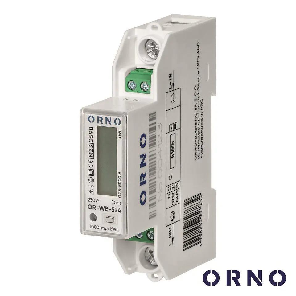 CONTADOR DE ENERGIA 230V/100A 1 MÓDULO PARA CALHA DIN ORNO 1