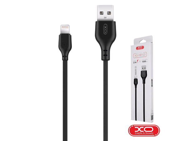 CABO USB-A 2.0 MACHO / LIGHTNING 8P 2.1A 1M PRETO XO 1