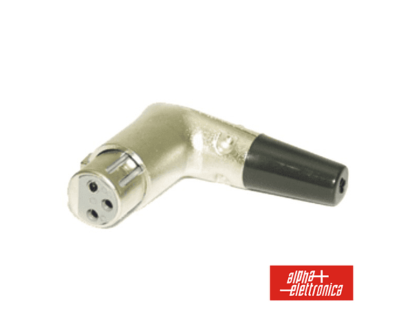 FICHA XLR 3P FÊMEA 90º COM PROTEÇÃO BORRACHA E BLOQUEIO 1