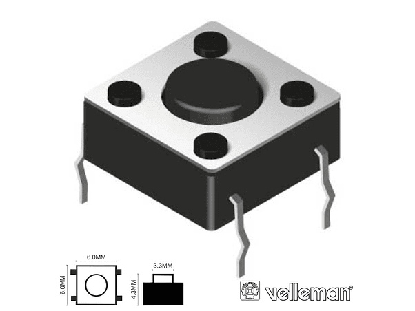 COMUTADOR MICRO SWITCH 6X6MM ALTURA 4.3MM 1