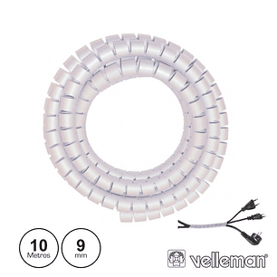 PROTETOR DE CABO ESPIRAL BRANCO TRANSP. 10M ATÉ  9MM VELLEMAN