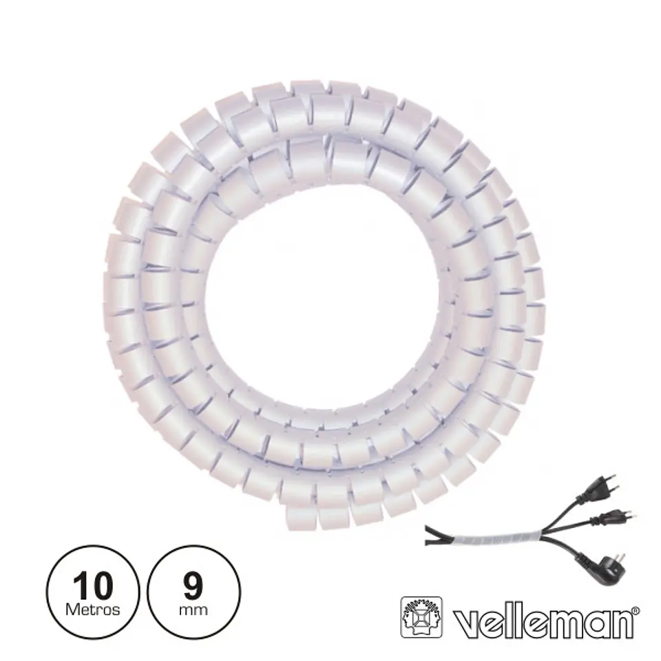 PROTETOR DE CABO ESPIRAL BRANCO TRANSP. 10M ATÉ  9MM VELLEMAN 1