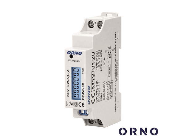 CONTADOR DE ENERGIA 230V/40A 1 MÓDULO PARA CALHA DIN ORNO 1