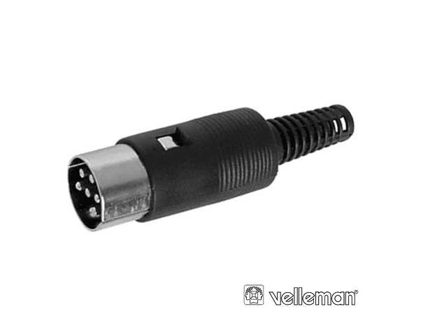 FICHA DIN 6P MACHO PRETA PARA SOLDAR VELLEMAN 1