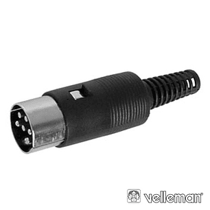 FICHA DIN 6P MACHO PRETA PARA SOLDAR VELLEMAN