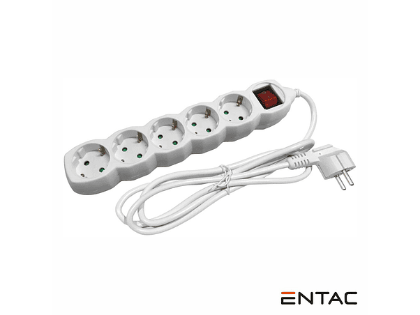 TOMADA ELÉTRICA COM 5 SAÍDAS INTERRUPTOR 1.5M ENTAC 1