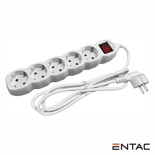 TOMADA ELÉTRICA COM 5 SAÍDAS INTERRUPTOR 1.5M ENTAC