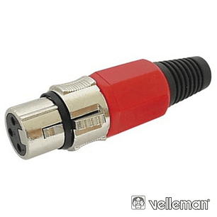FICHA XLR 3P FÊMEA VERMELHA NIQUELADA