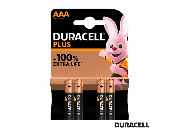 PILHA ALCALINA LR03/AAA 1.5V 4X PLUS 100% POWER DURACELL 1
