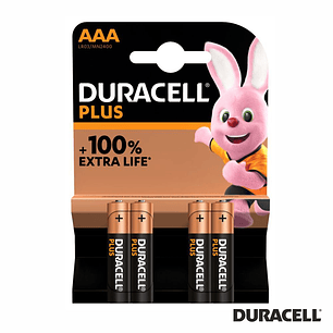 PILHA ALCALINA LR03/AAA 1.5V 4X PLUS 100% POWER DURACELL
