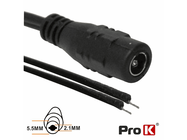 FICHA ALIMENTAÇÃO DC MACHO 5.5X2.1MM 12MM COM CABO PROK 1