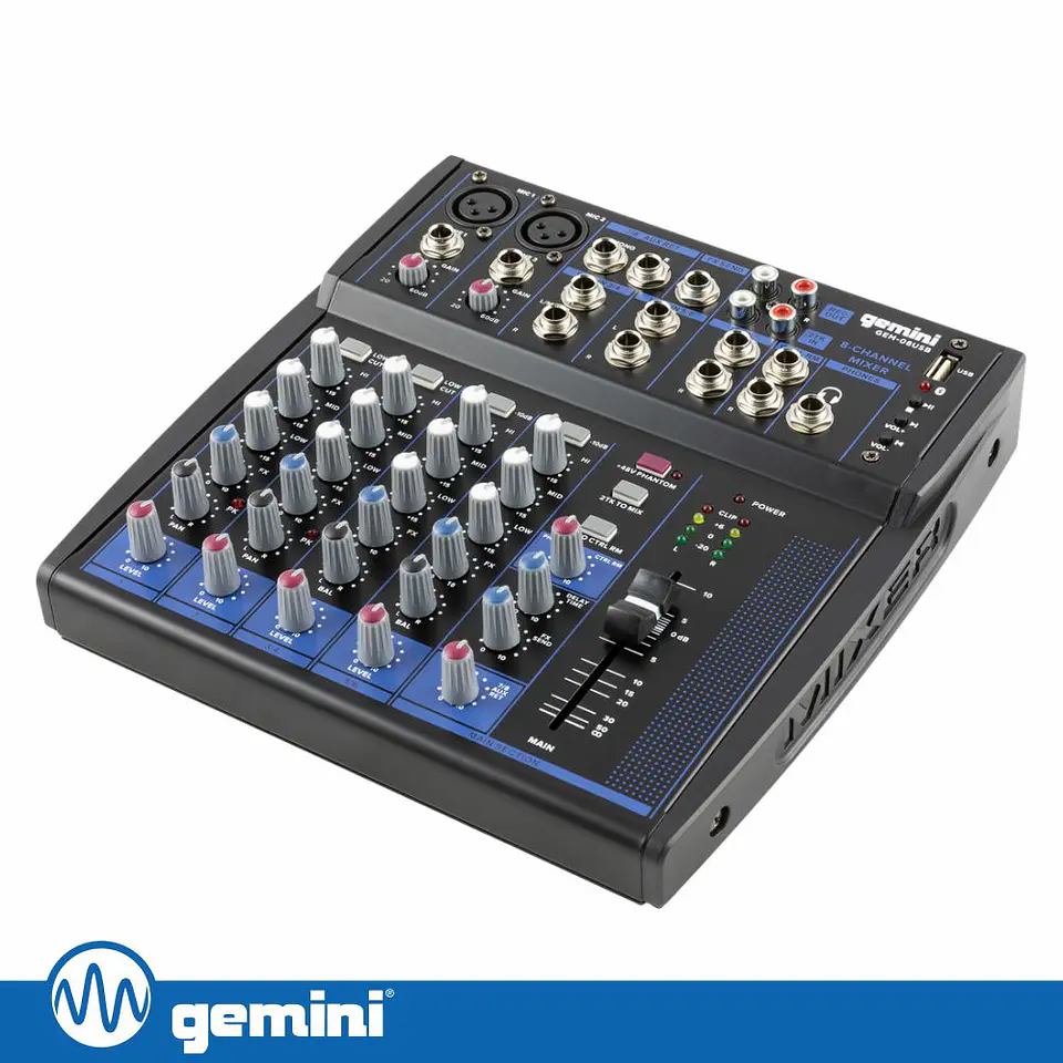 MESA DE MISTURA 8 CANAIS USB/BT/PHANTOM GEMINI 1