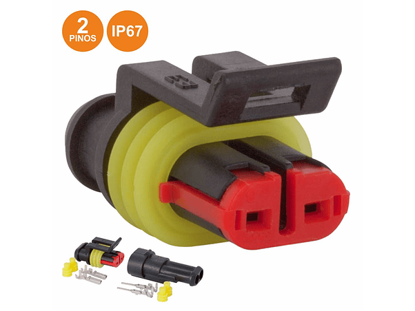 FICHA AUTOMATIVA AMP 2 PINOS SUPERSEAL 1.5 COM TERMINAIS IP67 1