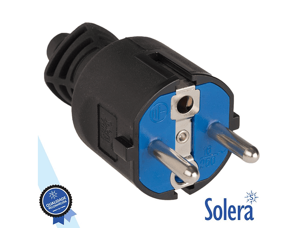 FICHA SCHUKO MACHO 16A/250V PRETA SOLERA 1