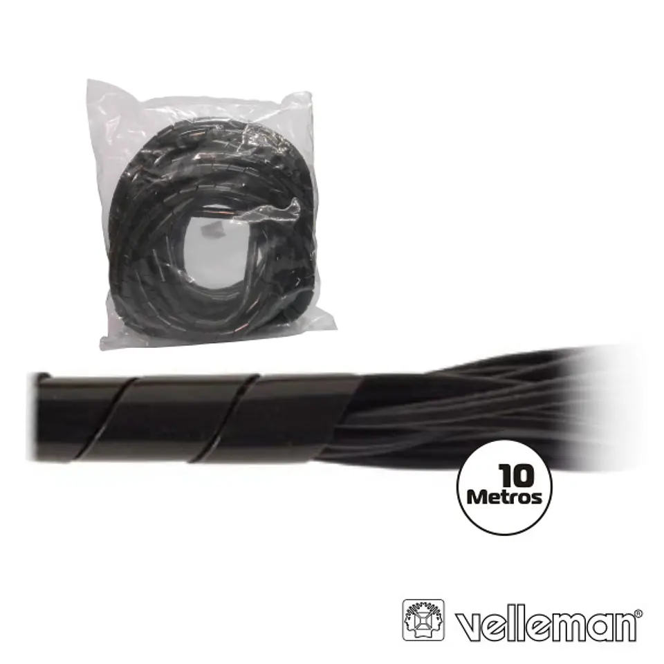 PROTETOR DE CABO ESPIRAL PRETO 10M ATÉ  15MM VELLEMAN 1