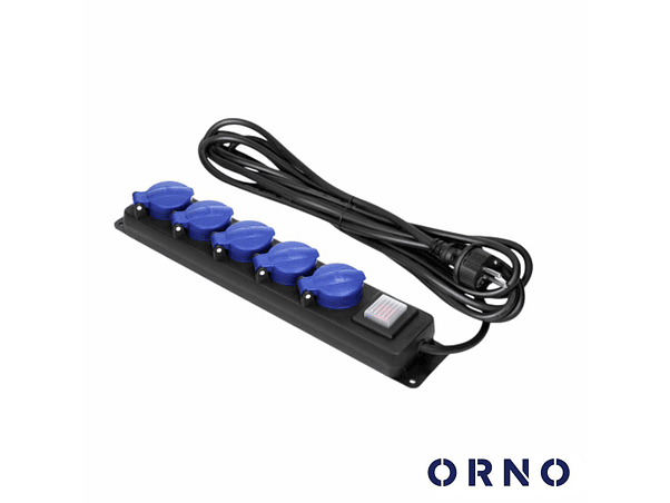 EXTENSÃO ELÉTRICA 5X SCHUKO COM INTERRUPTOR 2P+E 5M IP44 ORNO 1