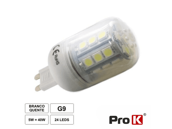 LÂMPADA G9 5W 12V 24 LEDS SMD 5050 BRANCO FRIO 1
