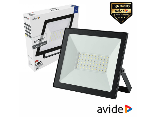 FOCO LED 50W 230V 6400K 4000LM PRETO AVIDE 1