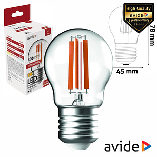 LÂMPADA LED E27 GLOBO FILAMENTO 6.5W 230V 3000K 806LM AVIDE