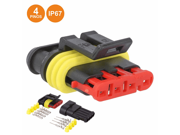FICHA AUTOMATIVA AMP 4 PINOS SUPERSEAL 1.5 COM TERMINAIS IP67 1