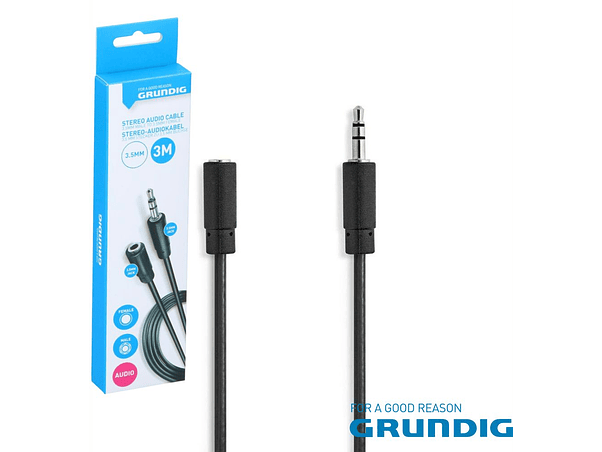 CABO JACK 3.5MM MACHO / JACK 3.5MM FÊMEA 3M STEREO GRUNDIG 1