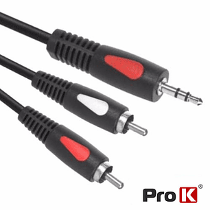 CABO JACK 3.5MM MACHO ST / 2-RCA MACHO 10M PROK