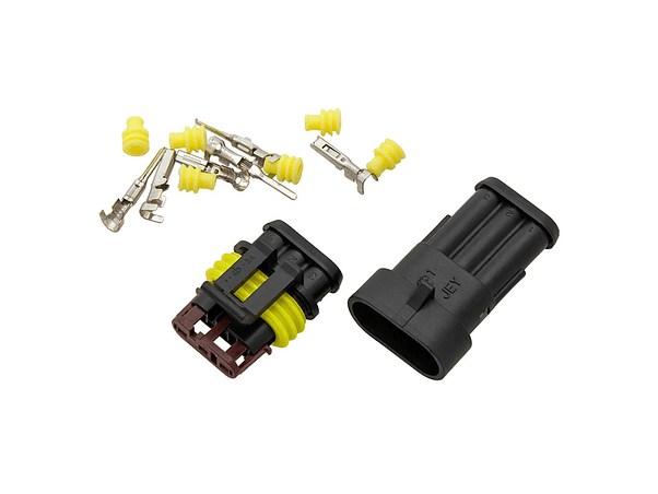 FICHA AUTOMOTIVA AMP 3 PINOS SUPERSEAL 1.5 COM TERMINAIS IP67 1