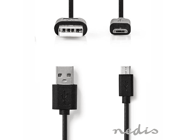 CABO USB-A 2.0 MACHO / MICRO USB-B 5M PRETO NEDIS 1