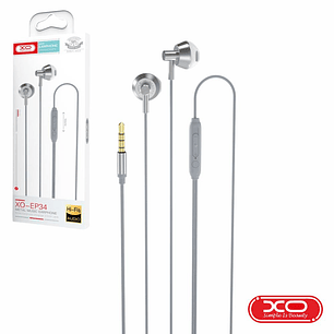 AUSCULTADORES STEREO JACK 3.5MM  COM MICROFONE PRATEADO XO